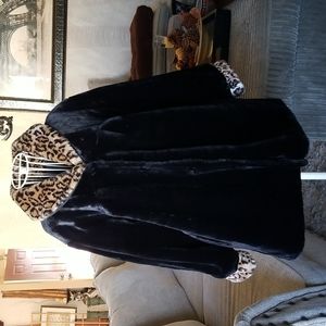 Casual Time reversible faux fur rain coat